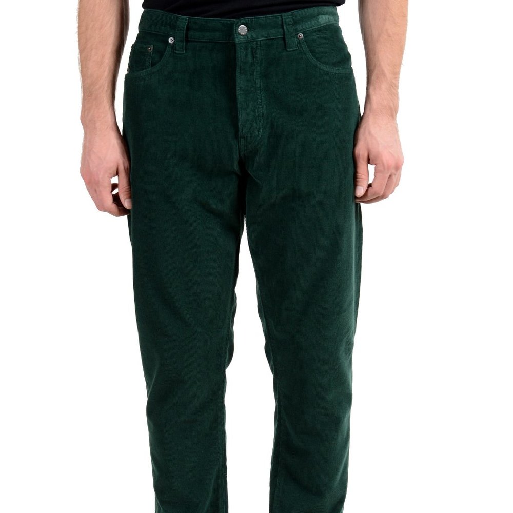 Prada Men's Green Corduroy Straight Leg Jeans